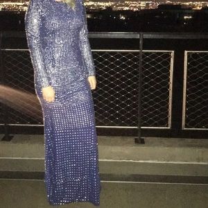 Navy blue ling sleeve gown